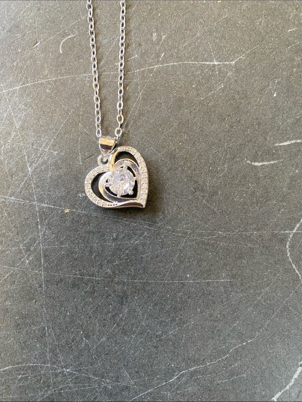 Costume Jewelry Heart Pendant Necklace with Sparkling Crystal - Women Jewelry